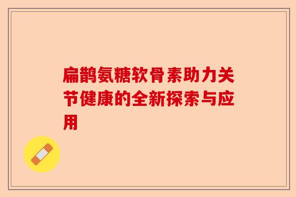 扁鹊氨糖软骨素助力关节健康的全新探索与应用