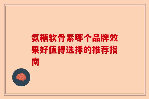 氨糖软骨素哪个品牌效果好值得选择的推荐指南