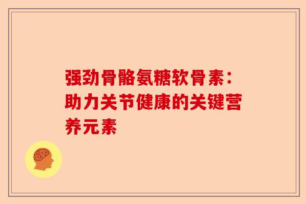 强劲骨骼氨糖软骨素：助力关节健康的关键营养元素-第1张图片-关节保镖