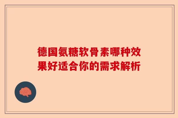 德国氨糖软骨素哪种效果好适合你的需求解析