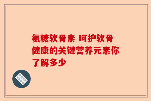 氨糖软骨素 呵护软骨健康的关键营养元素你了解多少