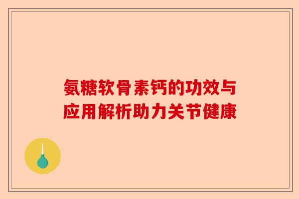 氨糖软骨素钙的功效与应用解析助力关节健康
