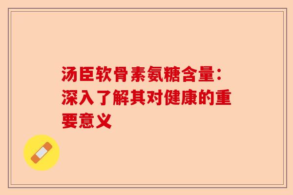 汤臣软骨素氨糖含量：深入了解其对健康的重要意义