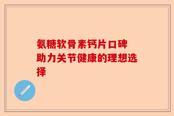 氨糖软骨素钙片口碑 助力关节健康的理想选择