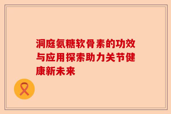 洞庭氨糖软骨素的功效与应用探索助力关节健康新未来