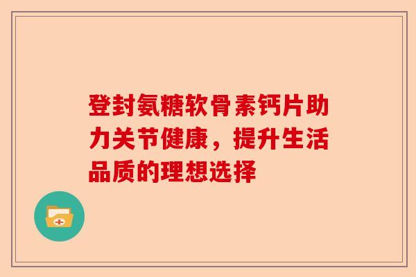登封氨糖软骨素钙片助力关节健康，提升生活品质的理想选择