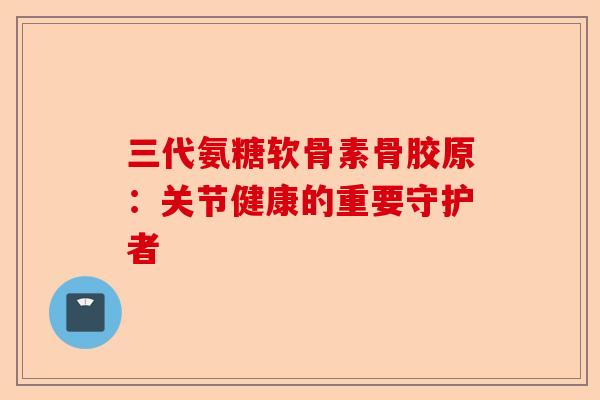 三代氨糖软骨素骨胶原：关节健康的重要守护者