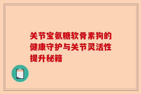 关节宝氨糖软骨素狗的健康守护与关节灵活性提升秘籍