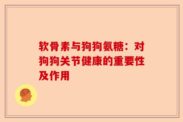 软骨素与狗狗氨糖：对狗狗关节健康的重要性及作用