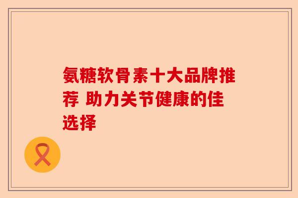 氨糖软骨素十大品牌推荐 助力关节健康的佳选择