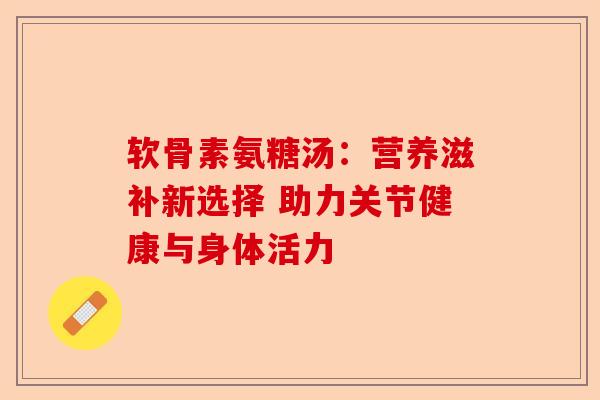 软骨素氨糖汤：营养滋补新选择 助力关节健康与身体活力-第1张图片-关节保镖