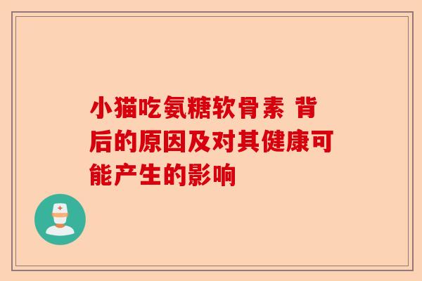 小猫吃氨糖软骨素 背后的原因及对其健康可能产生的影响