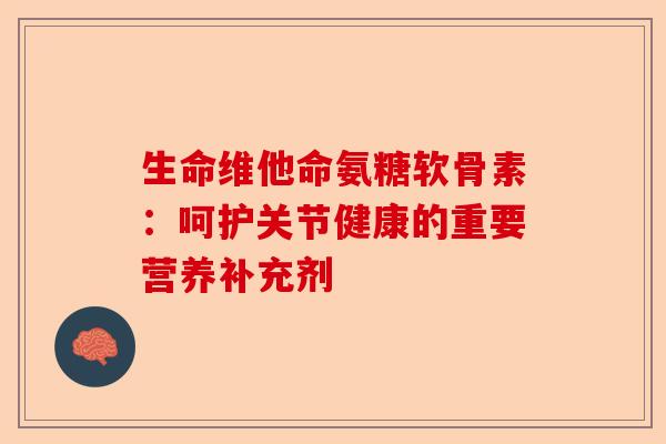 生命维他命氨糖软骨素：呵护关节健康的重要营养补充剂