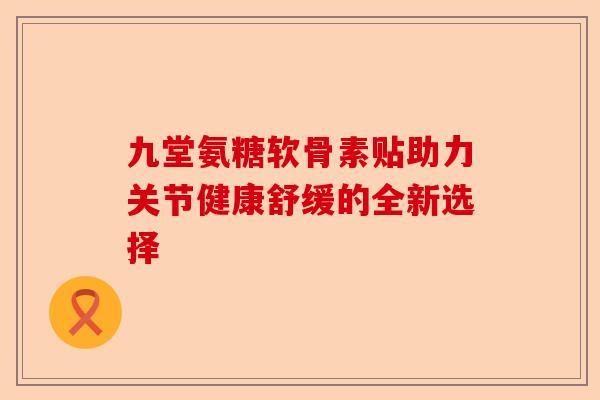 九堂氨糖软骨素贴助力关节健康舒缓的全新选择