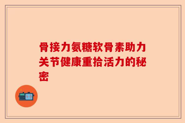 骨接力氨糖软骨素助力关节健康重拾活力的秘密