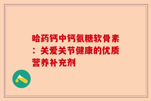 哈药钙中钙氨糖软骨素：关爱关节健康的优质营养补充剂