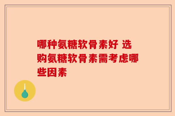 哪种氨糖软骨素好 选购氨糖软骨素需考虑哪些因素