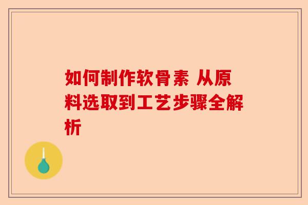 如何制作软骨素 从原料选取到工艺步骤全解析