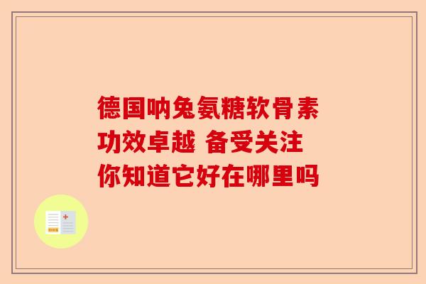德国呐兔氨糖软骨素 功效卓越 备受关注 你知道它好在哪里吗-第1张图片-关节保镖