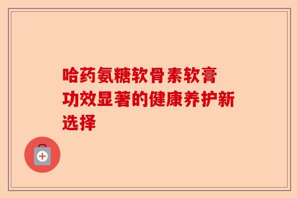 哈药氨糖软骨素软膏 功效显著的健康养护新选择