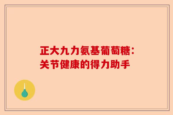 正大九力氨基葡萄糖：关节健康的得力助手