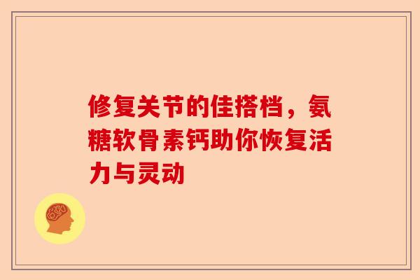 修复关节的佳搭档，氨糖软骨素钙助你恢复活力与灵动