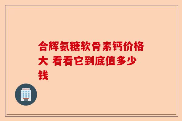 合辉氨糖软骨素钙价格大 看看它到底值多少钱