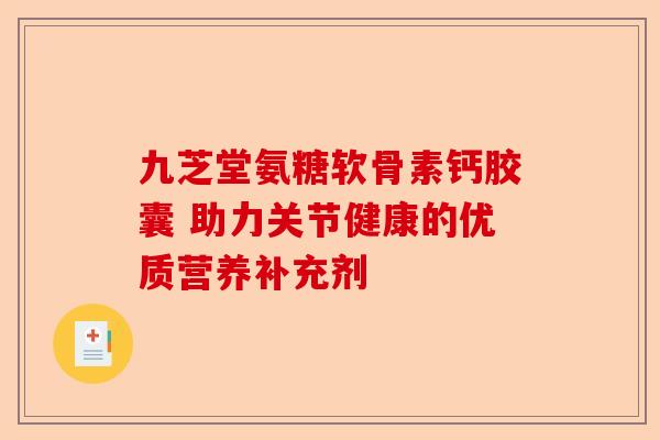 九芝堂氨糖软骨素钙胶囊 助力关节健康的优质营养补充剂