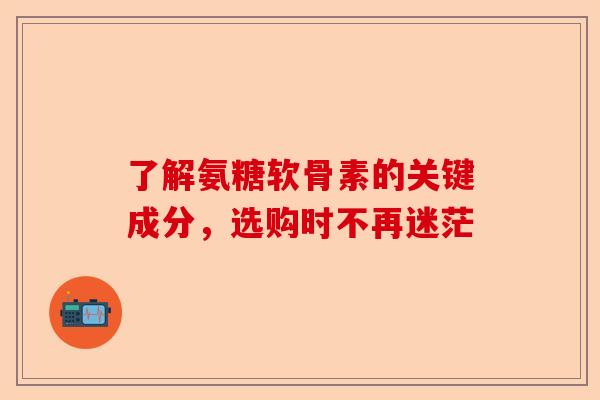 了解氨糖软骨素的关键成分，选购时不再迷茫