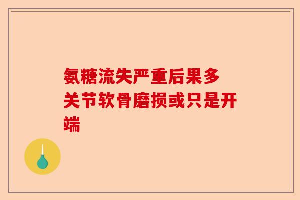 氨糖流失严重后果多 关节软骨磨损或只是开端
