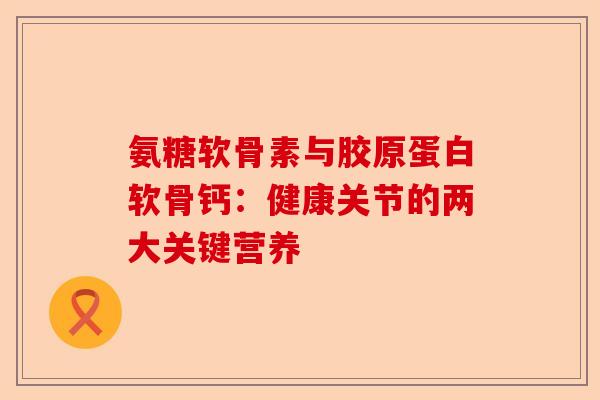 氨糖软骨素与胶原蛋白软骨钙：健康关节的两大关键营养-第1张图片-关节保镖