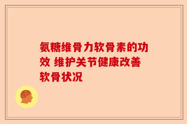 氨糖维骨力软骨素的功效 维护关节健康改善软骨状况