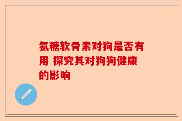 氨糖软骨素对狗是否有用 探究其对狗狗健康的影响