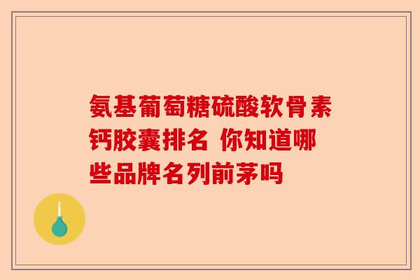 氨基葡萄糖硫酸软骨素钙胶囊排名 你知道哪些品牌名列前茅吗