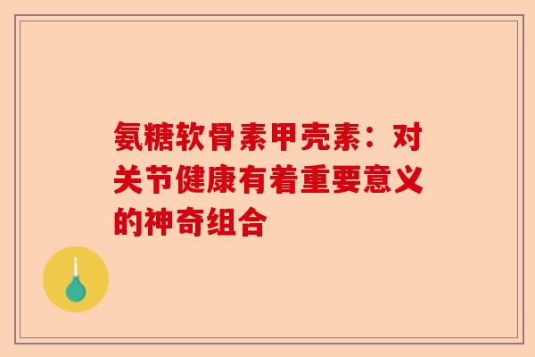 氨糖软骨素甲壳素：对关节健康有着重要意义的神奇组合