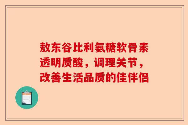 敖东谷比利氨糖软骨素透明质酸，调理关节，改善生活品质的佳伴侣