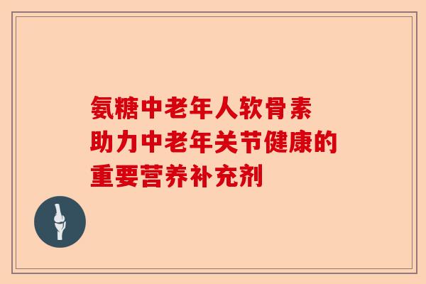 氨糖中老年人软骨素 助力中老年关节健康的重要营养补充剂