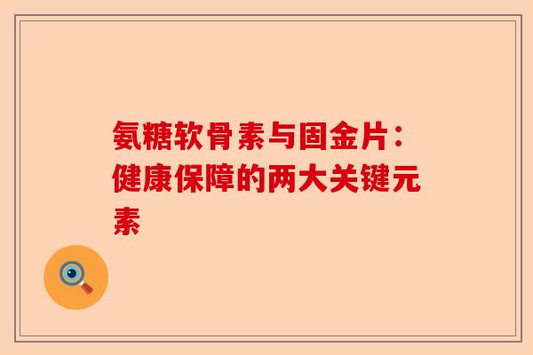 氨糖软骨素与固金片：健康保障的两大关键元素