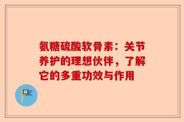 氨糖硫酸软骨素：关节养护的理想伙伴，了解它的多重功效与作用