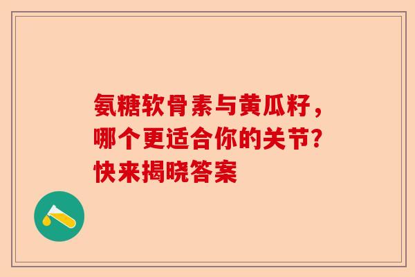 氨糖软骨素与黄瓜籽，哪个更适合你的关节？快来揭晓答案