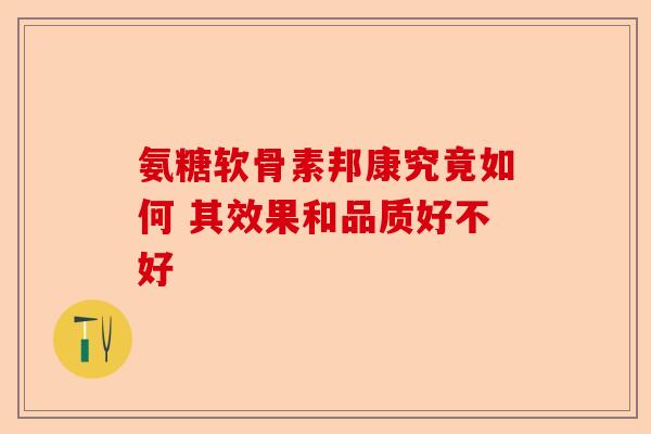氨糖软骨素邦康究竟如何 其效果和品质好不好