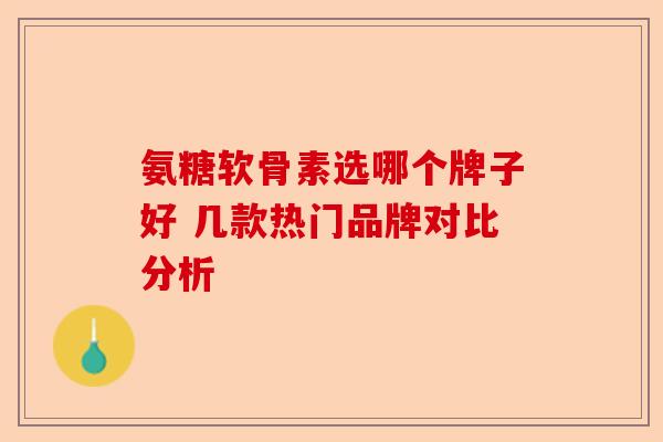 氨糖软骨素选哪个牌子好 几款热门品牌对比分析