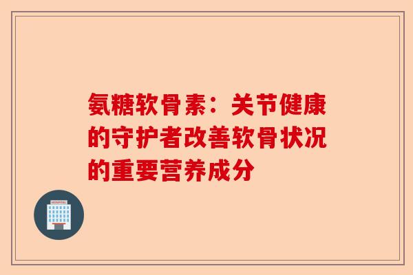 氨糖软骨素：关节健康的守护者改善软骨状况的重要营养成分