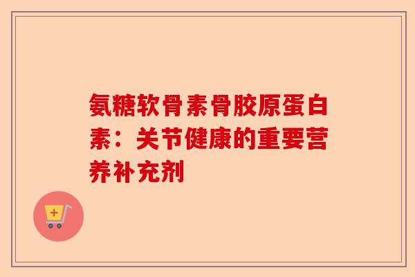 氨糖软骨素骨胶原蛋白素：关节健康的重要营养补充剂