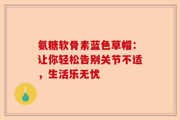 氨糖软骨素蓝色草帽：让你轻松告别关节不适，生活乐无忧-第1张图片-关节保镖