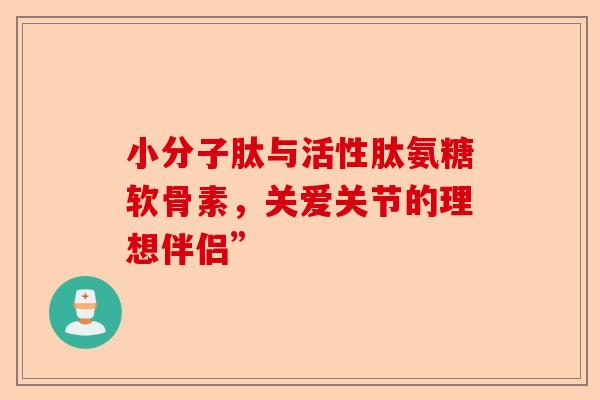 小分子肽与活性肽氨糖软骨素，关爱关节的理想伴侣”-第1张图片-关节保镖
