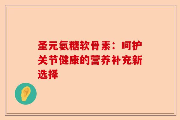 圣元氨糖软骨素：呵护关节健康的营养补充新选择