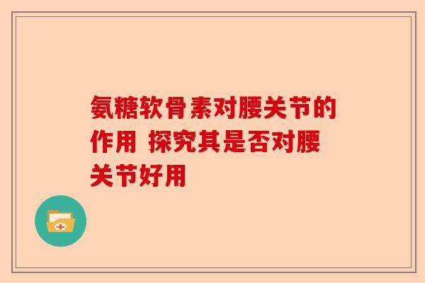 氨糖软骨素对腰关节的作用 探究其是否对腰关节好用