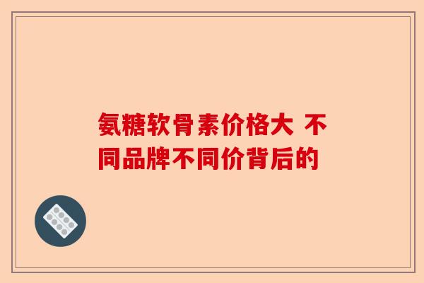 氨糖软骨素价格大 不同品牌不同价背后的-第1张图片-关节保镖