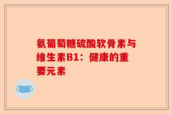 氨葡萄糖硫酸软骨素与维生素B1：健康的重要元素-第1张图片-关节保镖